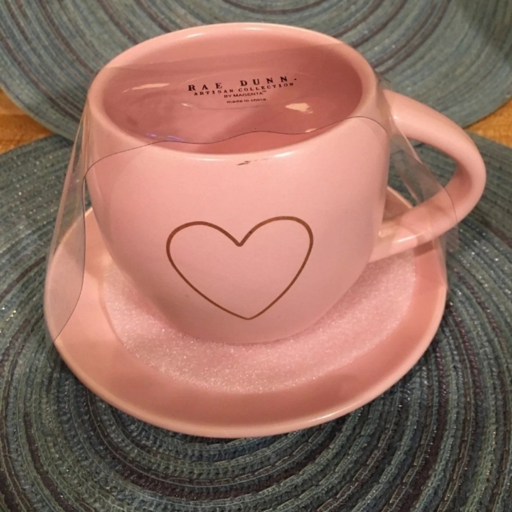 Rae Dunn Valentine's Day Cup and Saucer Set Rare